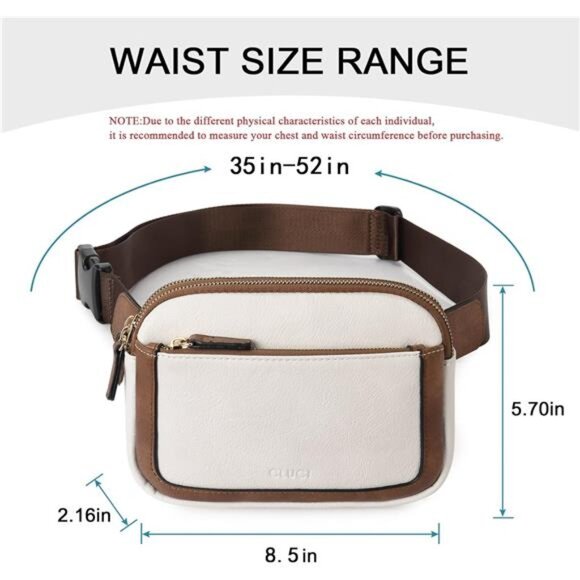 Mini Crossbody Waist Bag Adjustable Strap, Beige Brown - Picture 3 of 6